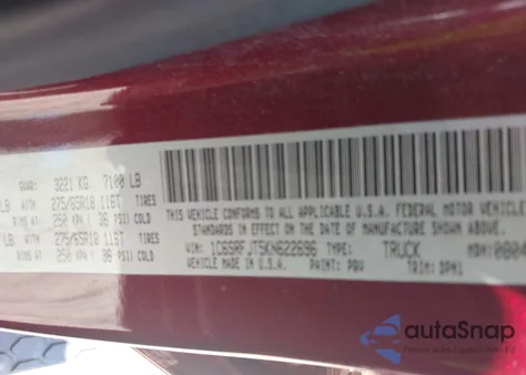 2019 Ram 1500 Laramie 4X4 5'7 Box from USA, damaged, VIN 1C6SRFJT5KN622696